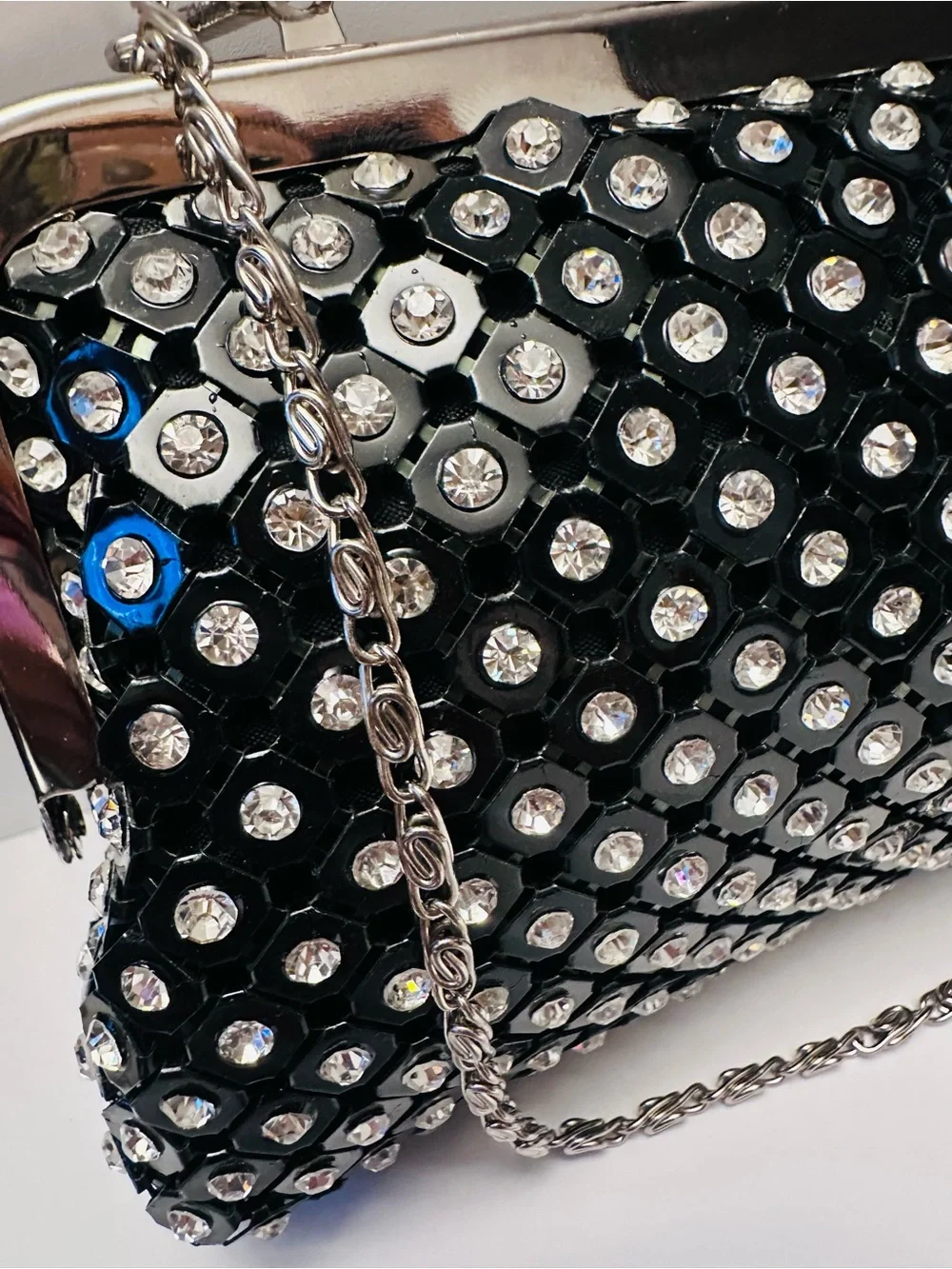 After Dark Black & Rhinestone clutch/Purse/Handbag NWT
